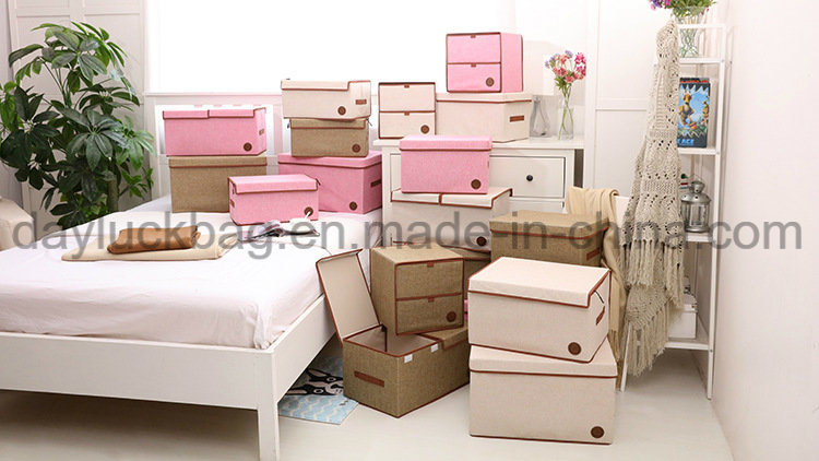 Non Woven Cardboard Cube Fold Pink Large Clothes Storage Box