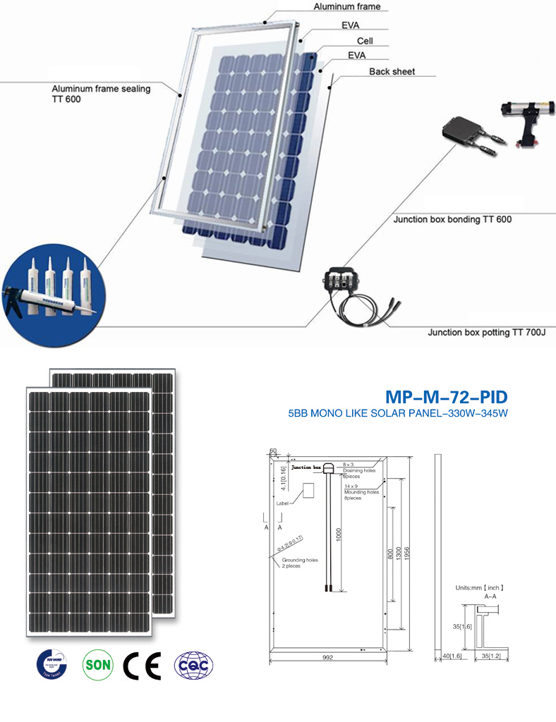 270W Clean Energy Mono Solar Power Panel 60 Cells