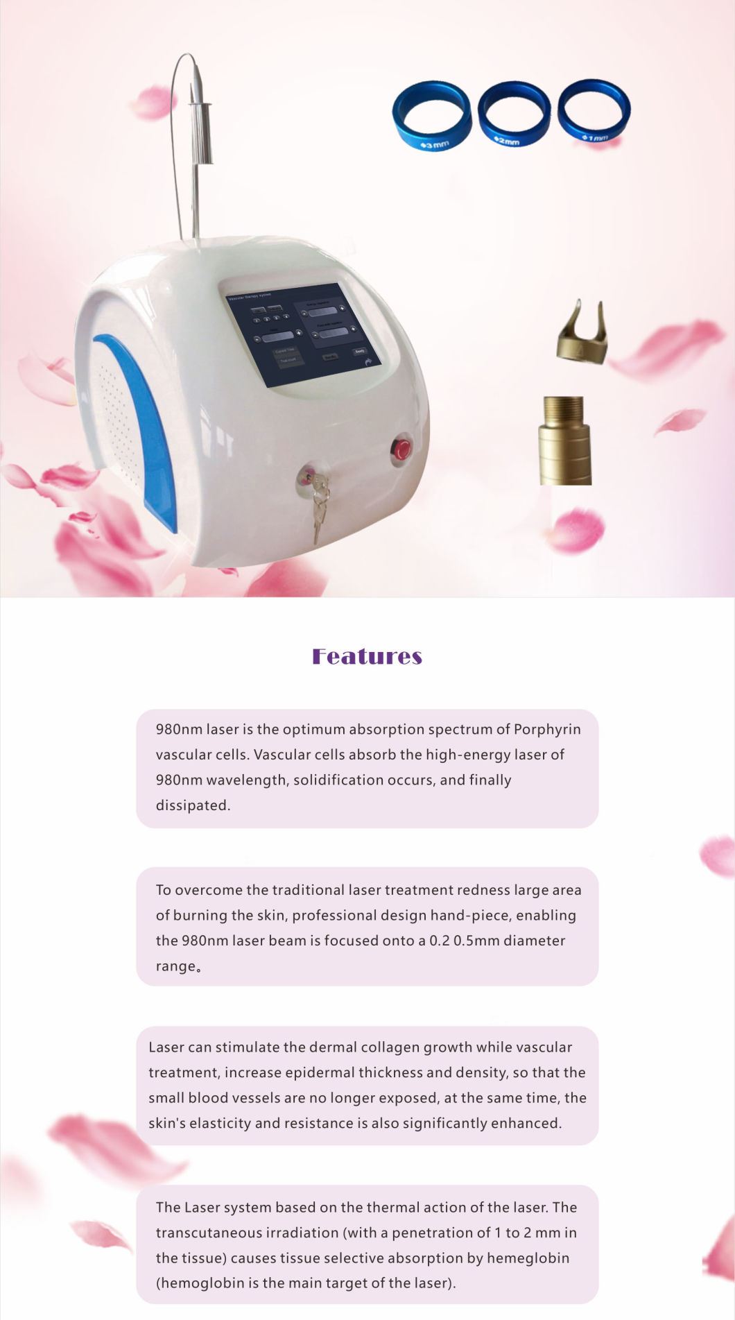 980nm Diode Laser Vascular Spider Vein Removal Beauty Equipment