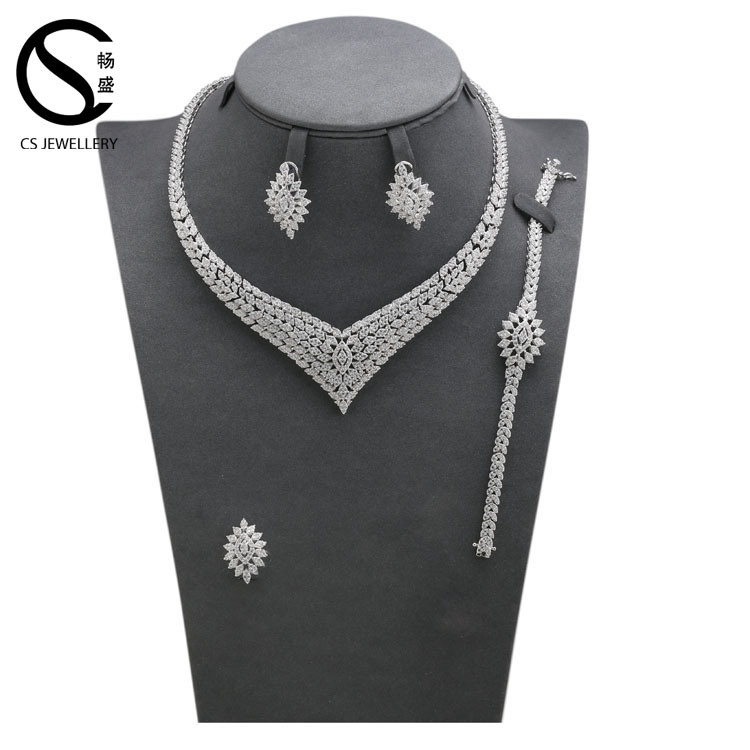 B16657 Factory Sale Artificial Jewellery AAA+ Cubic Zircon Trendy Style Jewelry Set