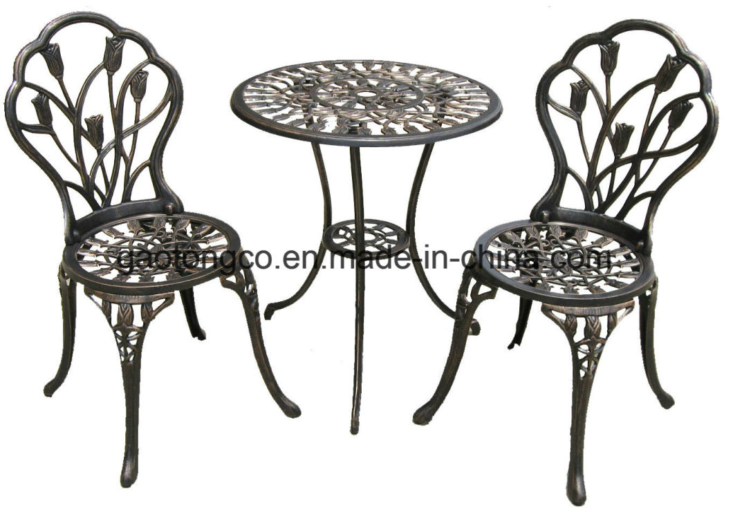 Die Cast Aluminum Outdoor Patio Furniture Rose 3 Piece Bistro Sets