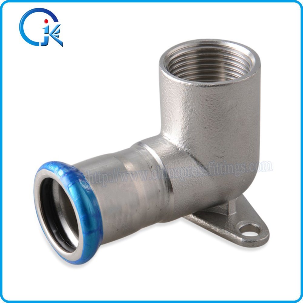 Pipe Fitting Stainless SS316 Press Fit Bend 90 Degree with Wall Plate