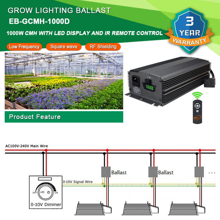 UL Ce Approved 1000W CMH Double Ended Grow Light with High Quality Low Frequency Digital Ballast