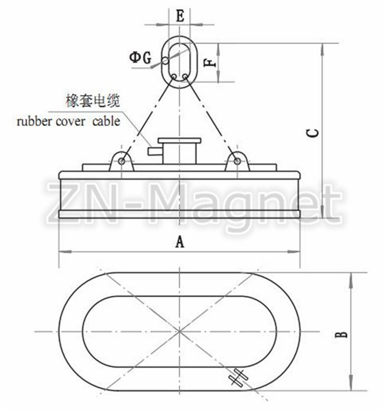 Industrial Lifting Magnet for Narrow-Space Operation MW61-200150L/1