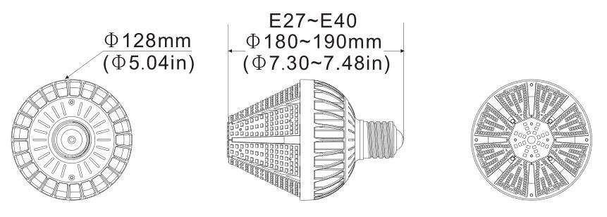 7200lm Ce Stubby LED HID Replacement E40 60W