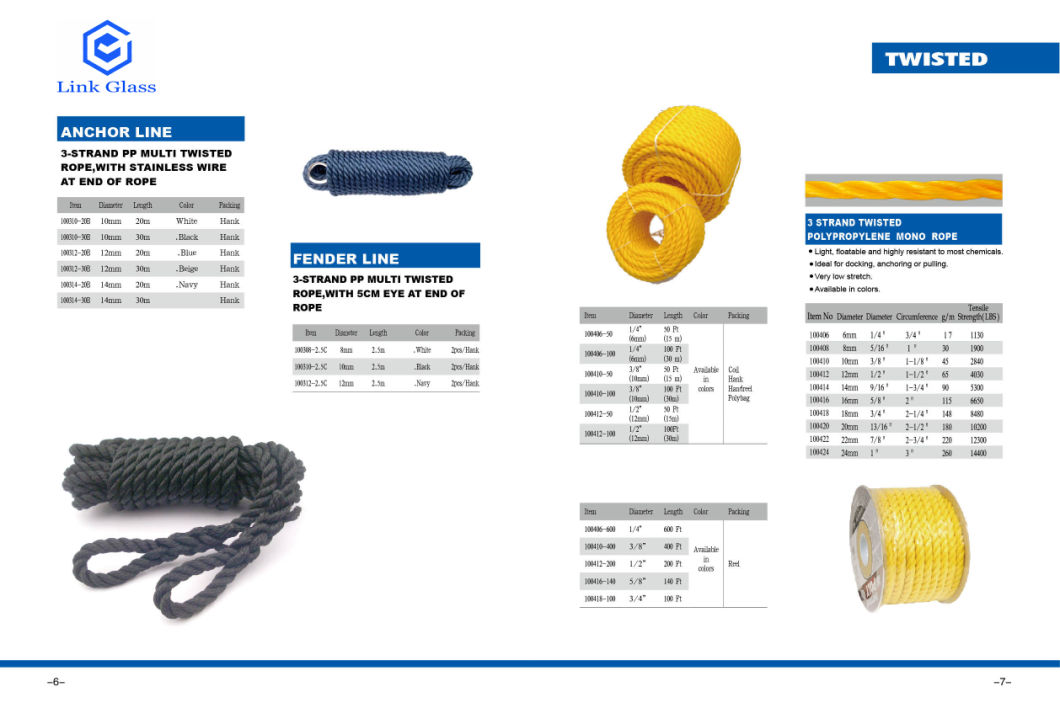 3 Strand Twisted Nylon Rope/Anchor Line/Dock Line/Fender Line/Nylon Rope/Mooring Rope