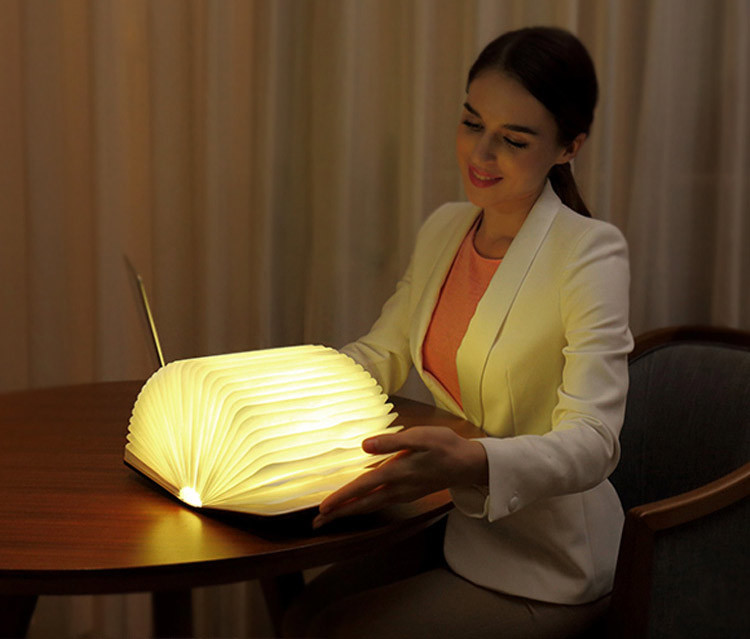 LED Reading Book Lamp with Wood Cover for Christmas Decoration