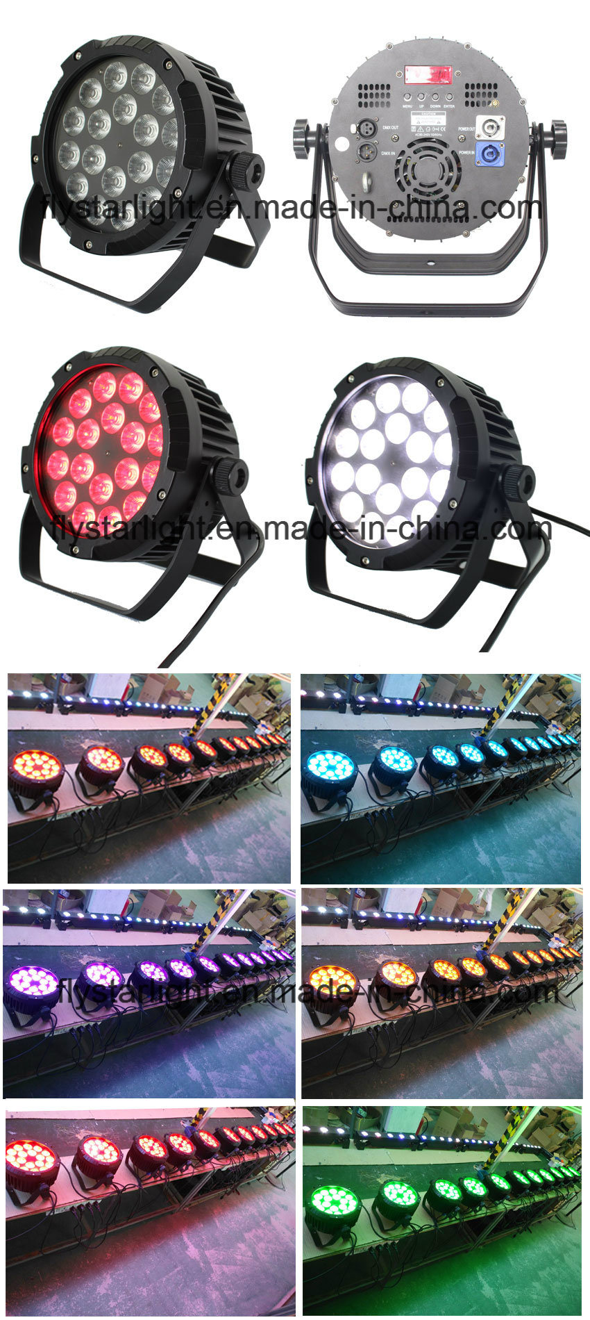 Stage Lighting 18PCS RGBWA LED Flat PAR Can Light