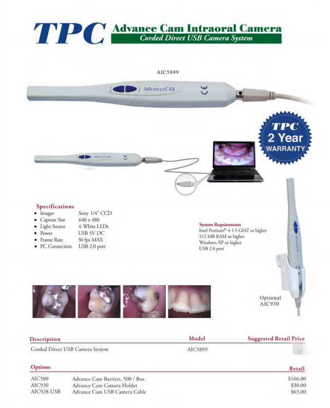 Tpc Aic 5899 Dental Intraoral Camera