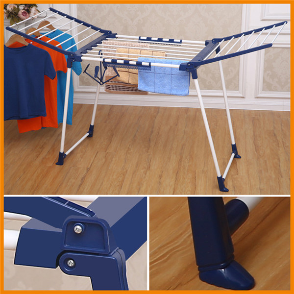 Wing Type Blue Folding Clothes Drying Rack (JP-CR0504W)