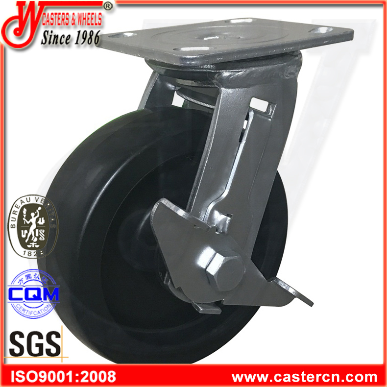 8X2 Industrial Black PP Fixed Caster with Side Brake