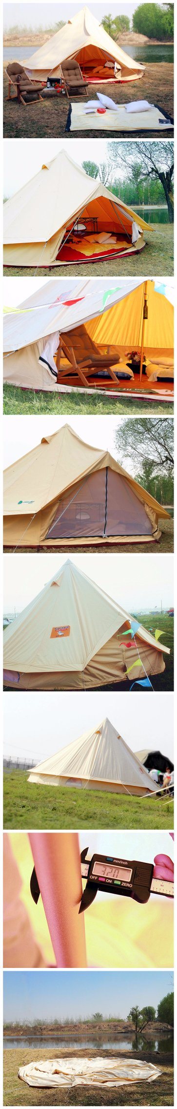 6m Bell Tent Zipped in Groundsheet by Life Under Canvas. 100% Cotton Canvas. Large Family Tent. Bell Tent for Camping. Excellent Value Camping Tent