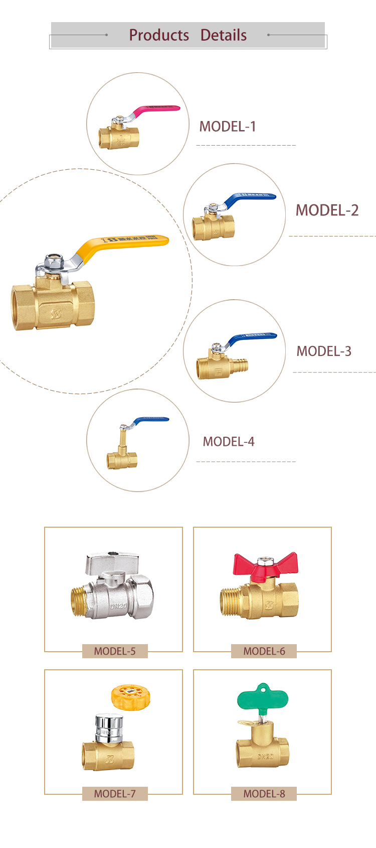 Ss2190 Bsp NPT Thread Long Lever Batterfly Handle Brass Lockable Ball Valve