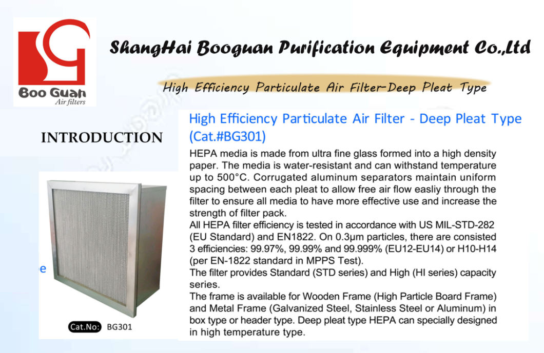 Aluminum Material Pleated High Efficiency Air Purifier HEPA Filter