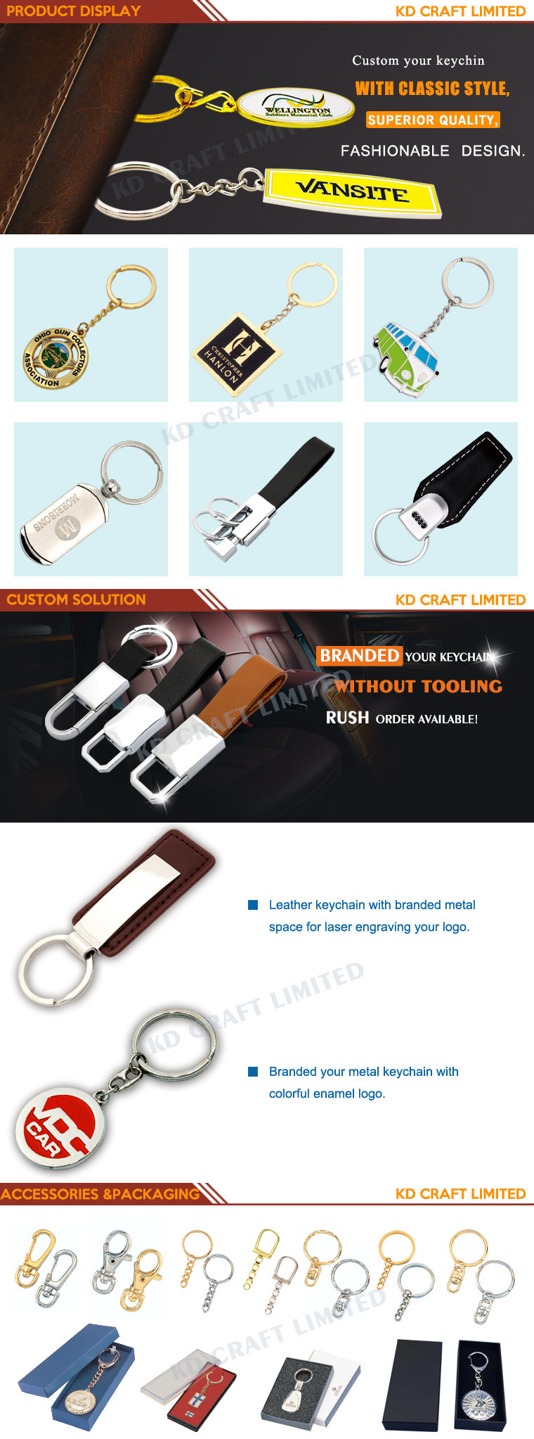 China High Quality Customized Fashion Pretty Leather Key Chain with Iron Parts