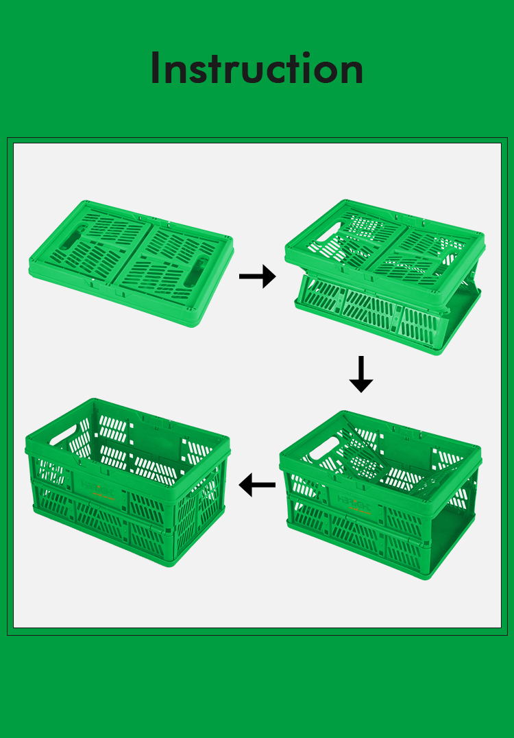 Collapsible Folding Crate for Vegetables and Fruits