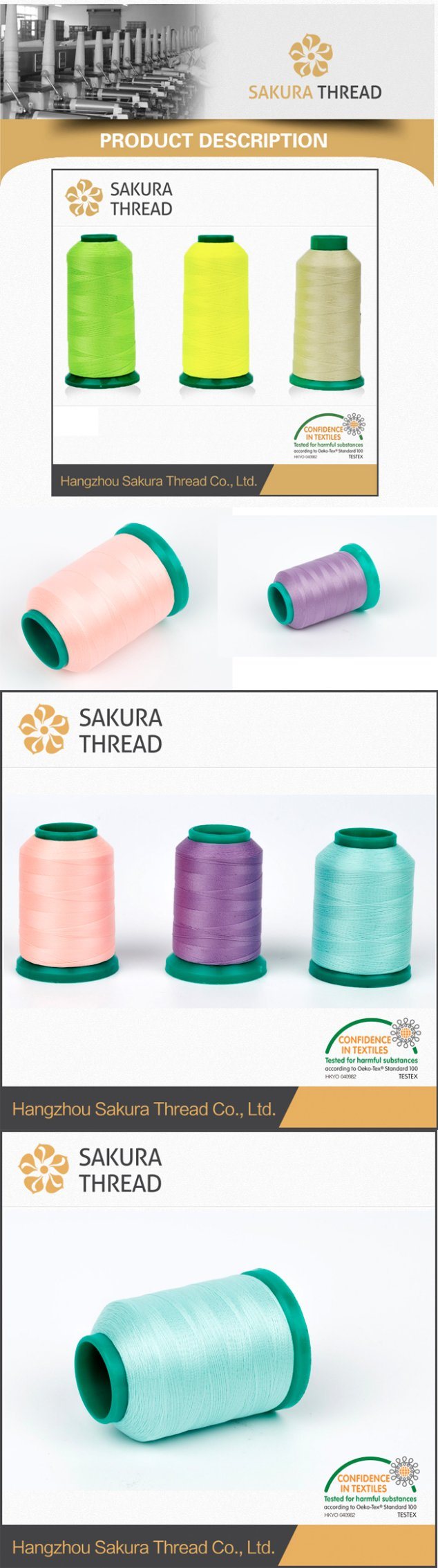 Oeko-Tex Eco-Friendly Luminous Polyester Embroidery Thread