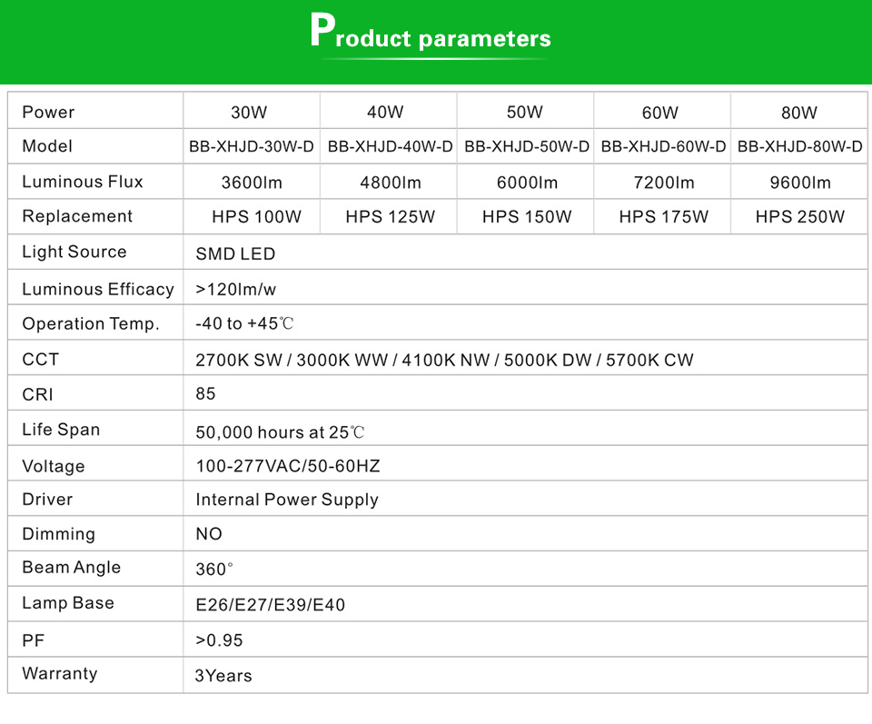 30W E39 Post Top LED Retrofit Lamps