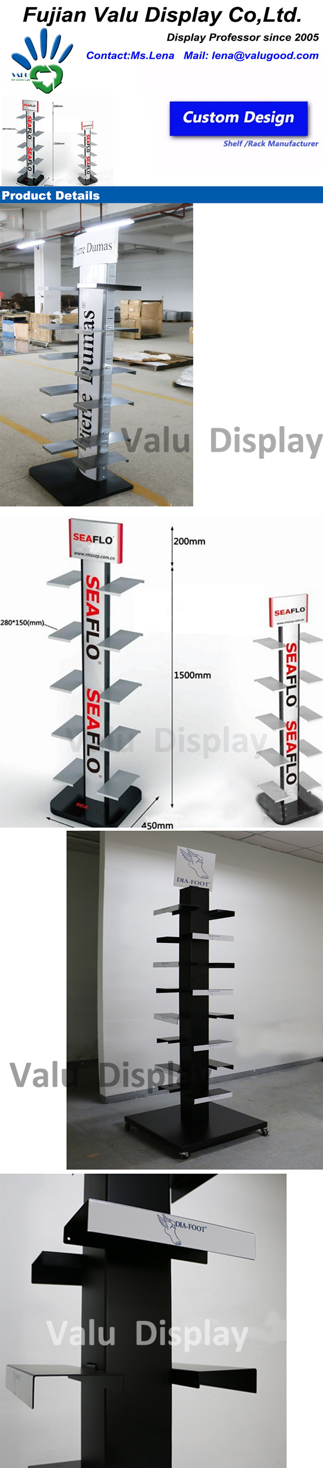 Metal Display Rack Store Fixture for Shoes Retail Store