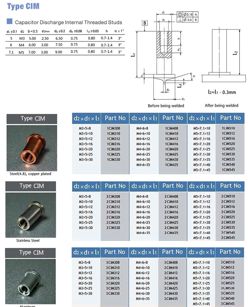 Brass Material Rivet Head Spot Welding Screw