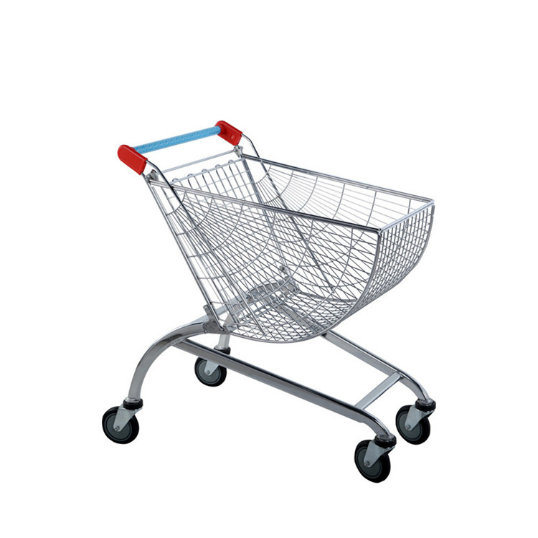 80L Round Basket Trolley Supermarket Shopping Cart