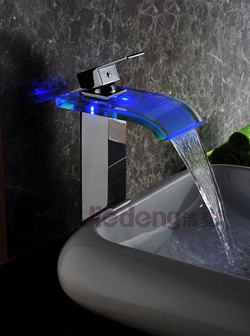 Glass Waterfall Basin Tap with LED Function (A-B3H)