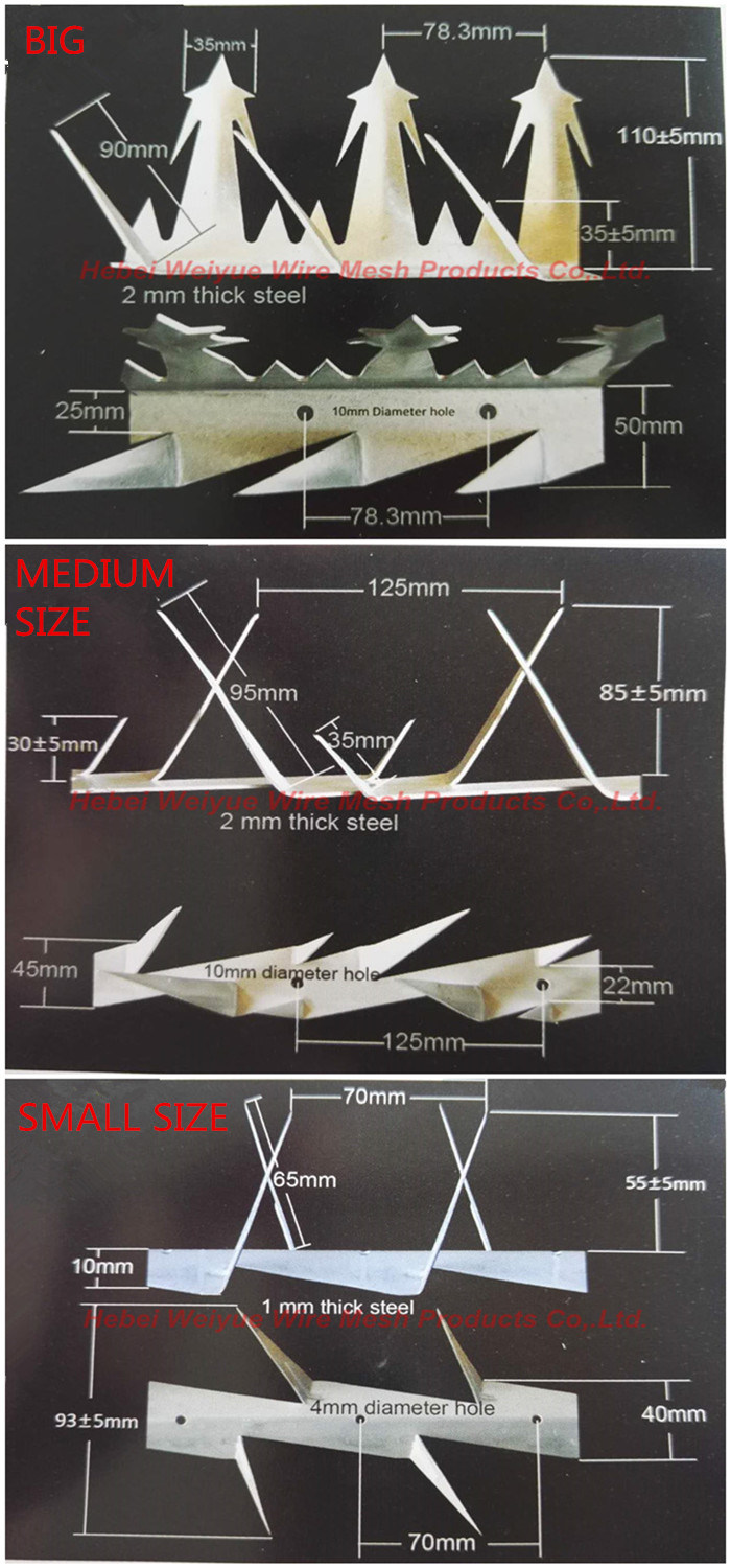 Stainless Steel 304 Anti-Climb Razor Wall Spike