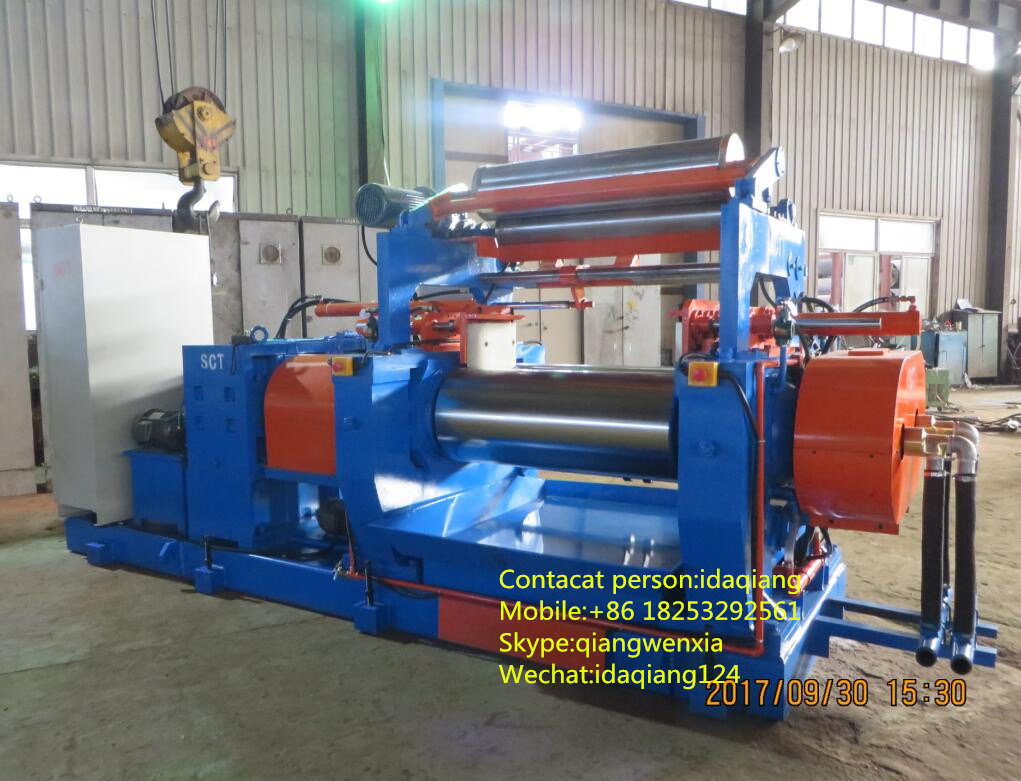 Double Shaft Driving Bearing Rolls China Qingdao CE Approval Rubber Sheet Making Machine 22inch Two Roll Mixing Mill Machine