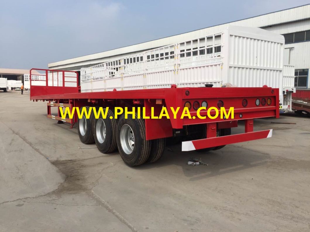 3 Axle 40-60ton 40FT Truck High-Bed Flatbed Container Semi Trailer