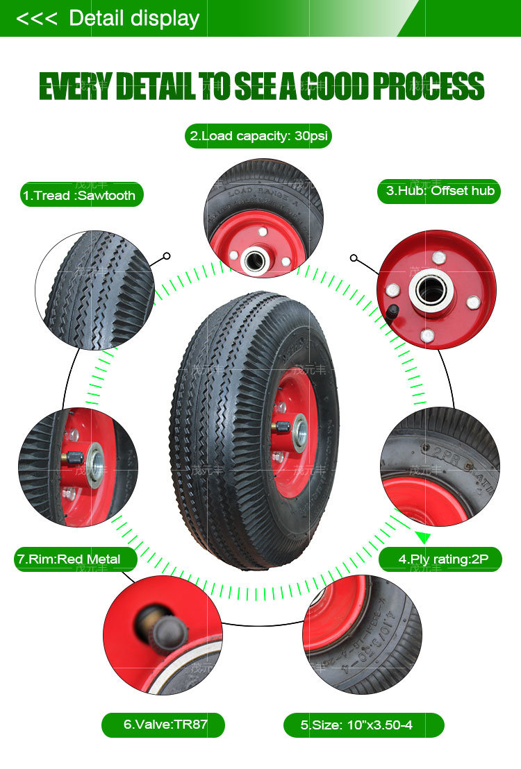 10*3.5-4 Pneumatic Wheel for Hand Trucks, Tool Wagons and Generators