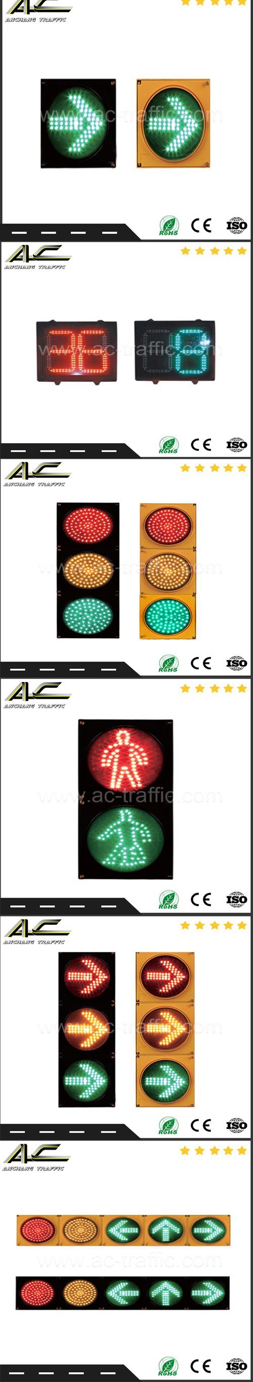 4 Ways Style Round Ball and Directional Arrow Traffic Signal Light