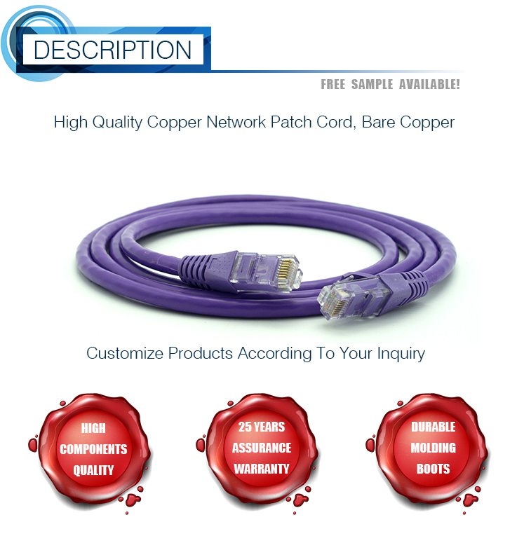 RoHS Compliant PVC Jacket Network Patch Cable