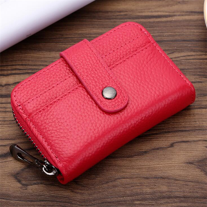 Fashion Genuine Leather Card Holder Lady Wallet, High Quality Woman Zipper Purse Wallet Wholesale