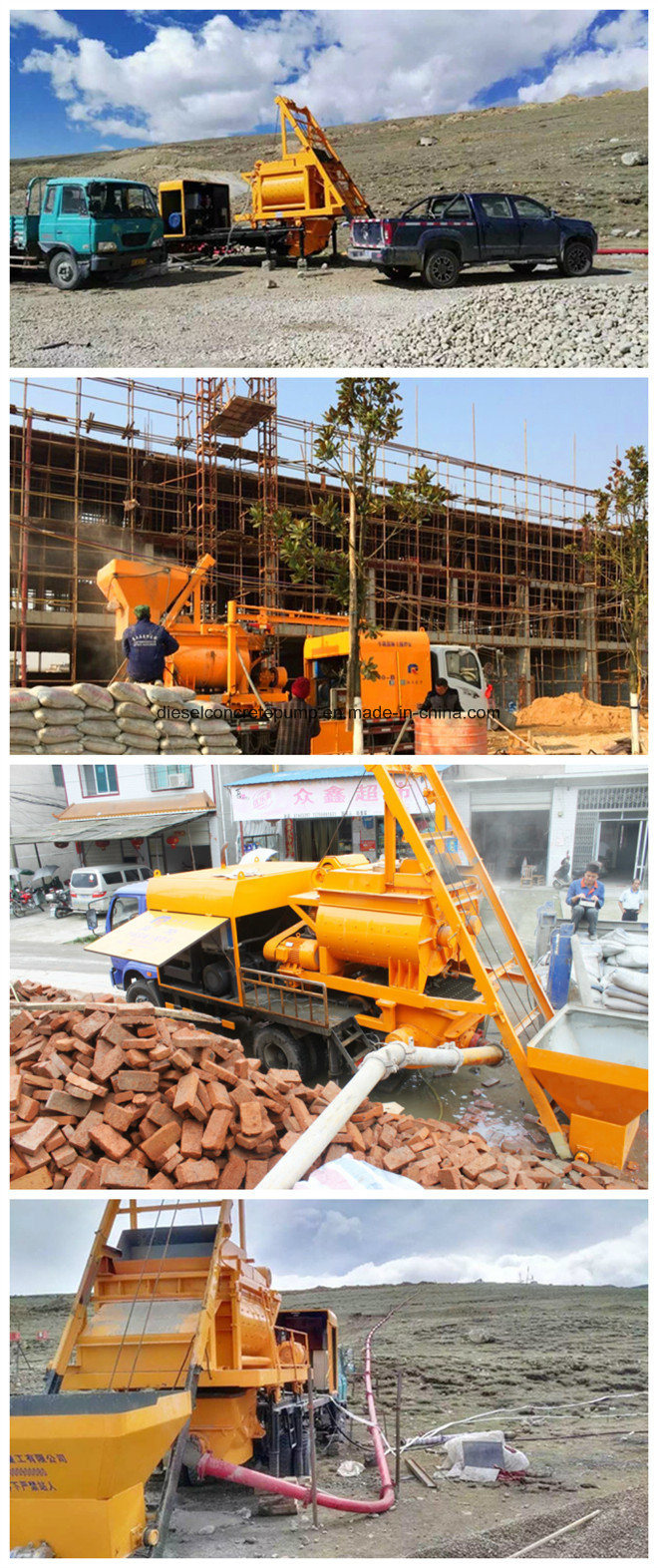 High Efficiency Mini Trailer Concrete Pump with Twin-Shaft Mixer