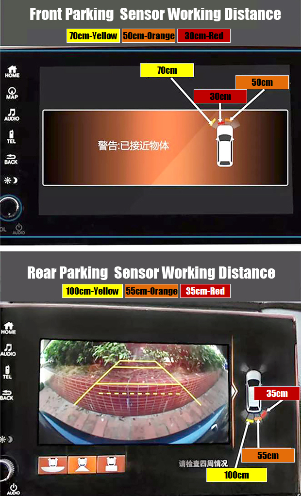 Dedicated Screen Car Front Rear Parking Sensor for Honda