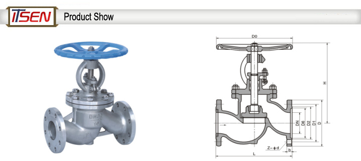 304 Stainless Steel CF8 Hight Quality Flanged Globe Valve of Pn16 Dn125