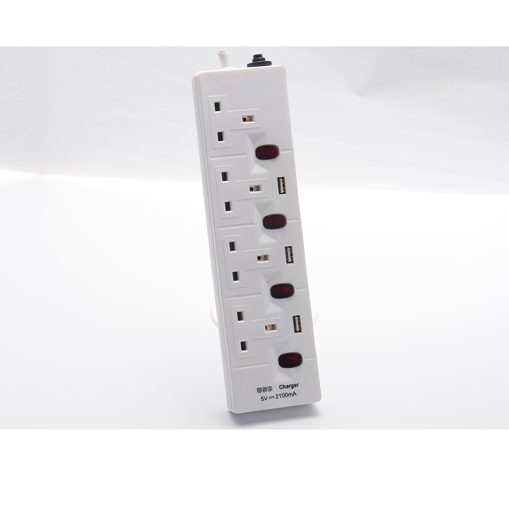 UK 3 Outlet Surge Protection Overload Protection Extension Power Strip