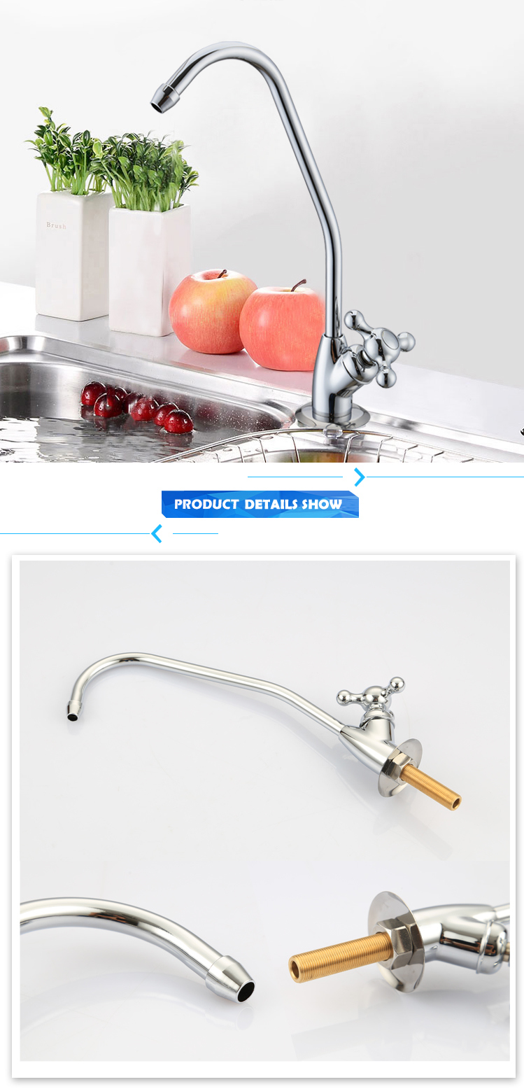 Wide Tri-Pronged Handle Goose Neck Faucet House Use Water Purifier Separately Drinking Tap