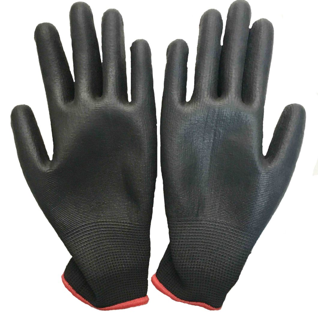 Safety Black Color Safety PU Coated Working Gloves