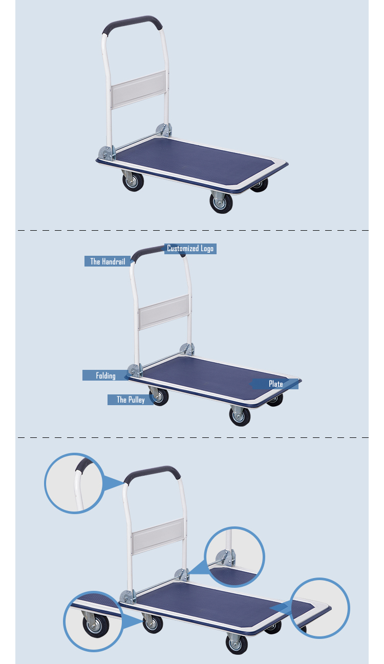 Hand Tool Go Cart Flat Collapsible Logistics Cheap Folding Carts/Platform Tooling Cart