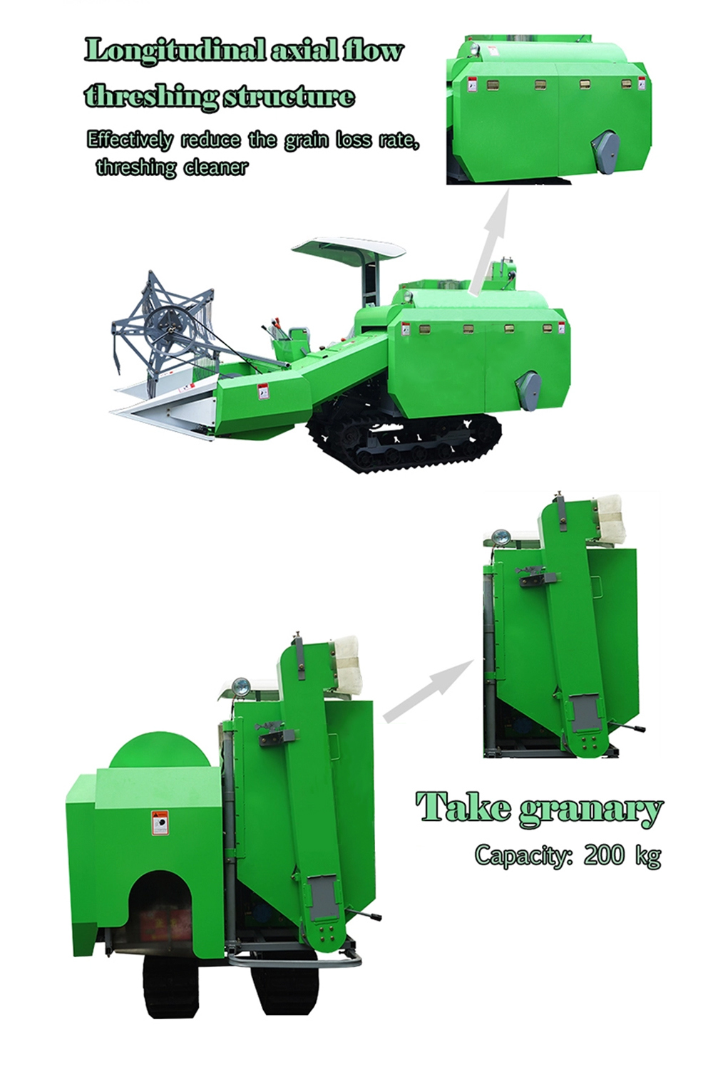 28HP 1.6kg/S Feeding Volumn Full Feeding Crawler Type Combine Harvester