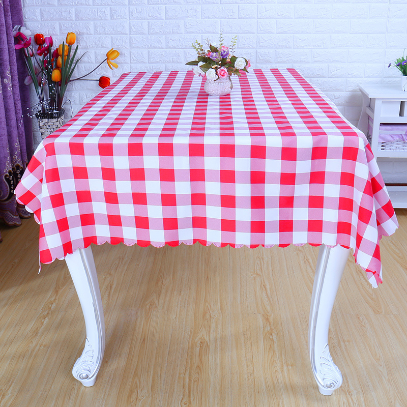 Polyester White Red Scotland Grid Table Cloth (DPF107100)