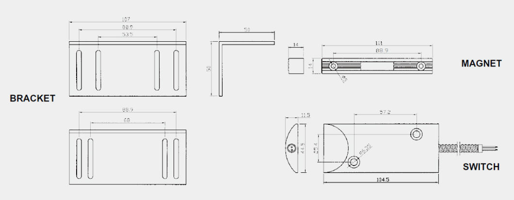 Ce. UL, Wired Overhead Mount Metal Contact Switches Bsd-3012