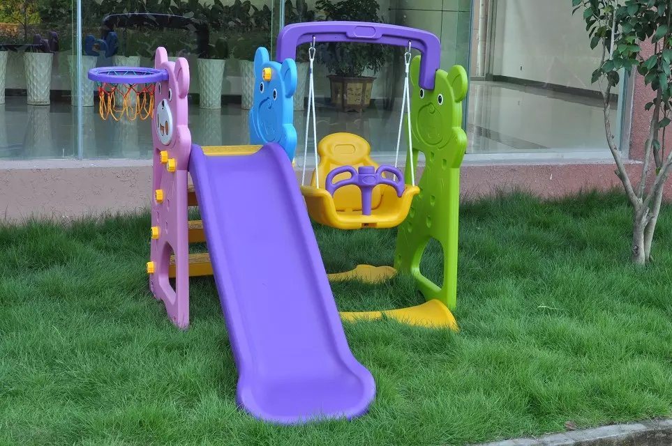 Outdoor Plastic Swing and Slide Indoor Swing with Slide