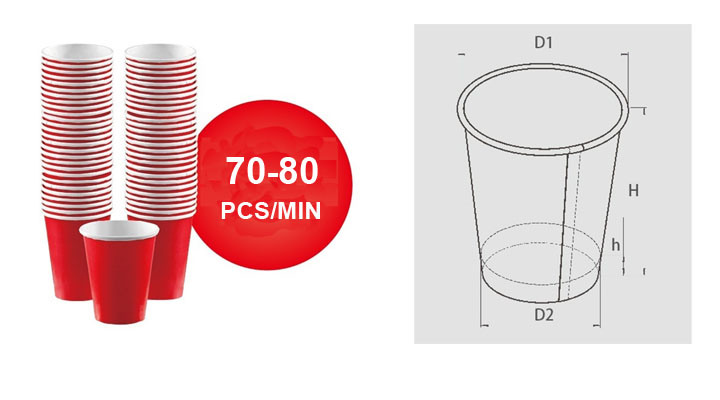 Double PE Coated Paper Cup Making Machine 80PCS/Min