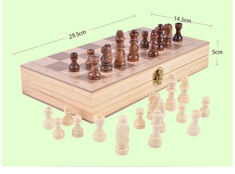 Wooden High Quality Chess Children Adult Suit Folding Board Game Chess Game 2 in One