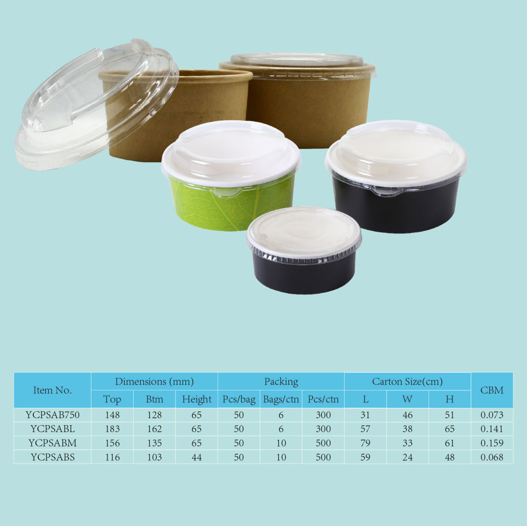 20oz 32oz 34oz 1200ml 1300ml Disposable Take Away Large Paper Soup Cup Biodegradable Kraft Salad Bowls