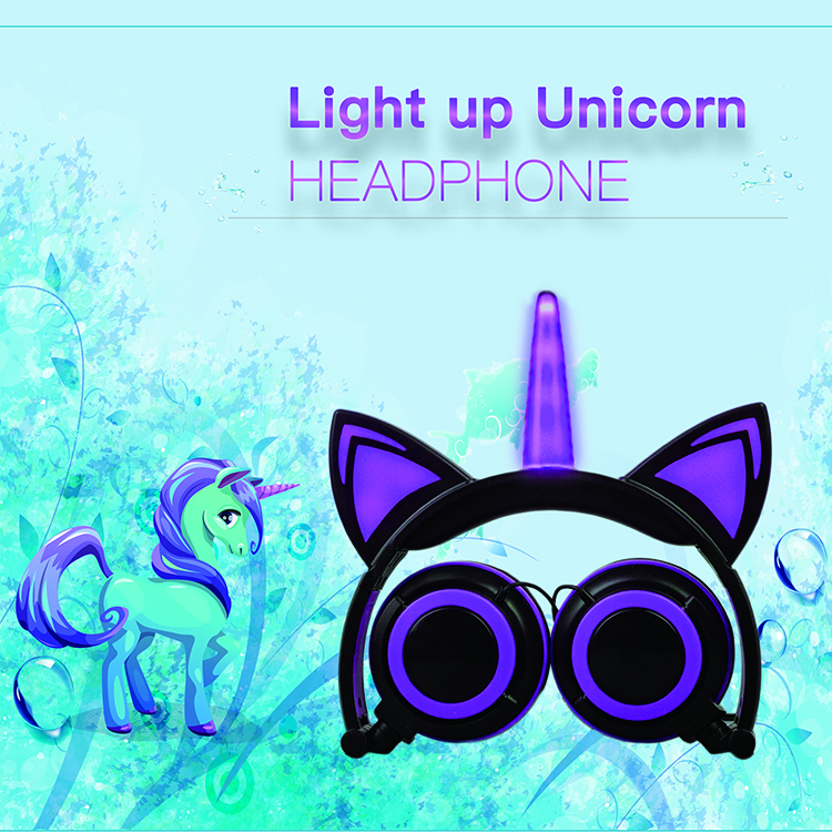 LED Unicorn Fans Directly Cat Ear Headphone Children LED Unicorn Fans Directly Cat Ear Headphone Children