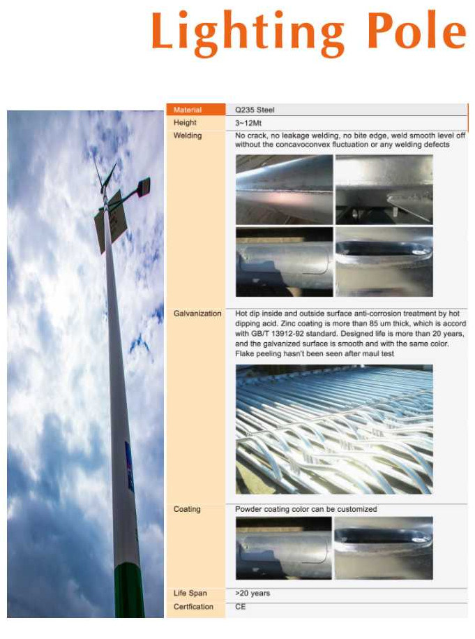10m Pole Popular Applied in Solar Street Light and Steet Light