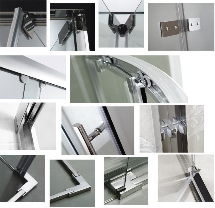 Rectangle Shape Hinge Open Shower Ennclosure with Tempered Glass and Stainless Steel